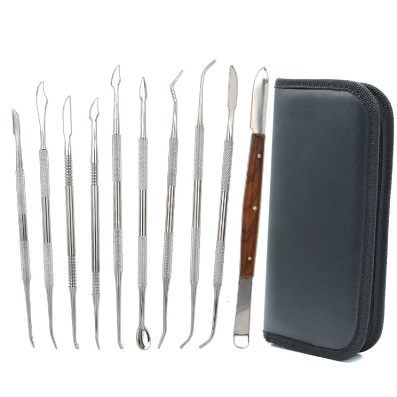 10-Pc Double-Ended Stainless Steel Clay Carving Tools