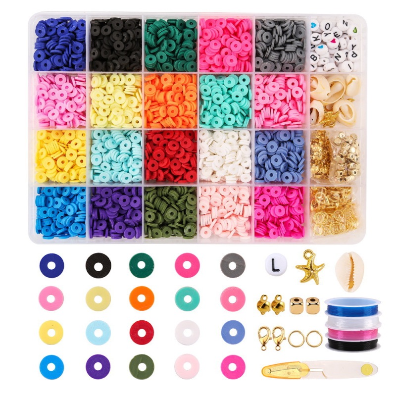 24-Color Polymer Clay Bead Kit with Findings