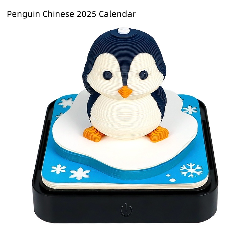 3D Penguin Sculpture Sticky Note Memo Pad with LED Base โ photo 2