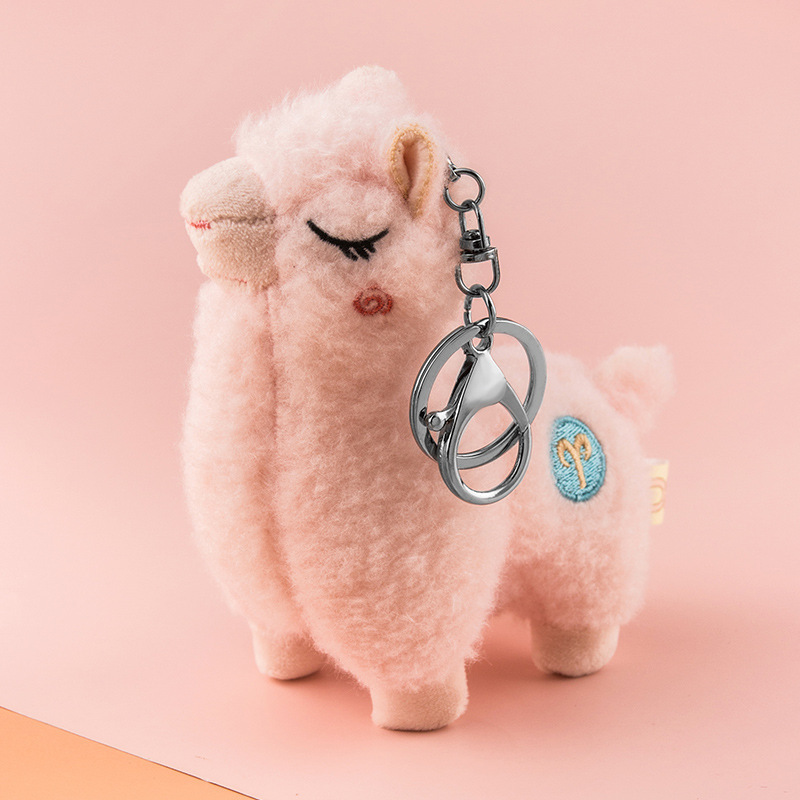 Fuzzy Alpaca Plush Keychain