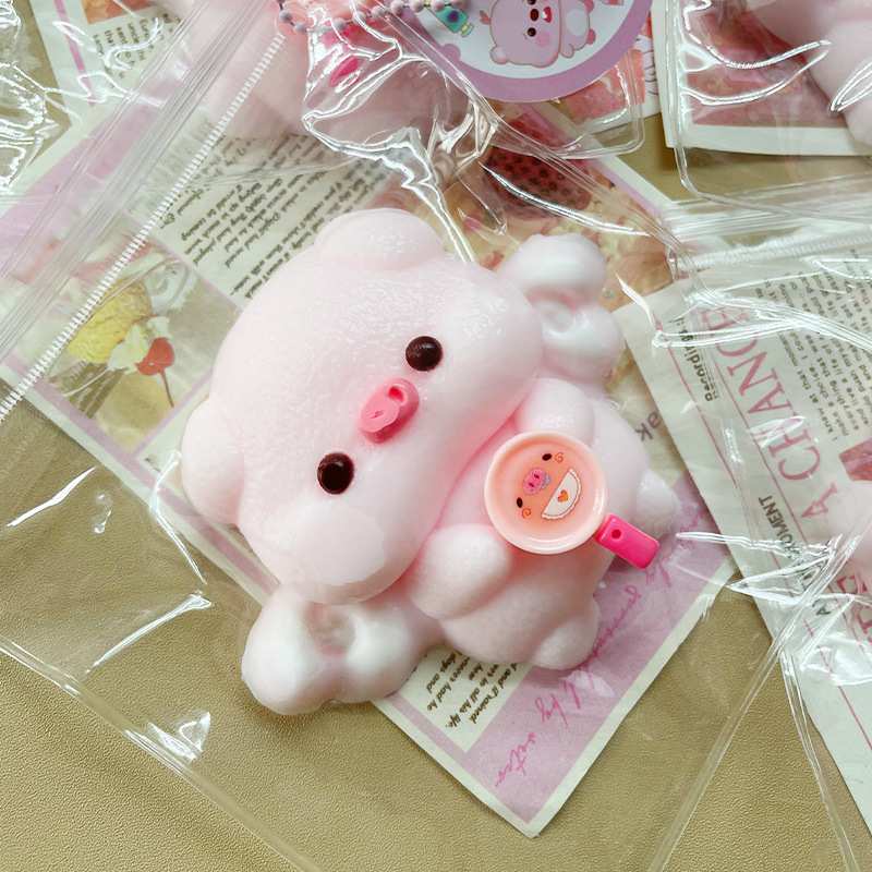 Pink Angel Pig Mochi Squishy Charm