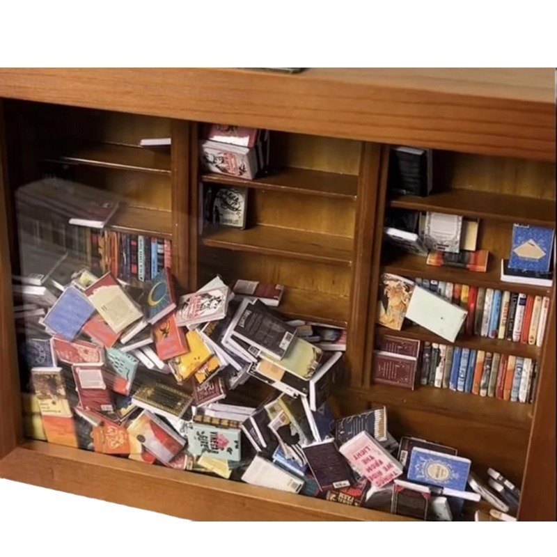 Miniature Library Bookshelf Desk Ornament โ photo 4