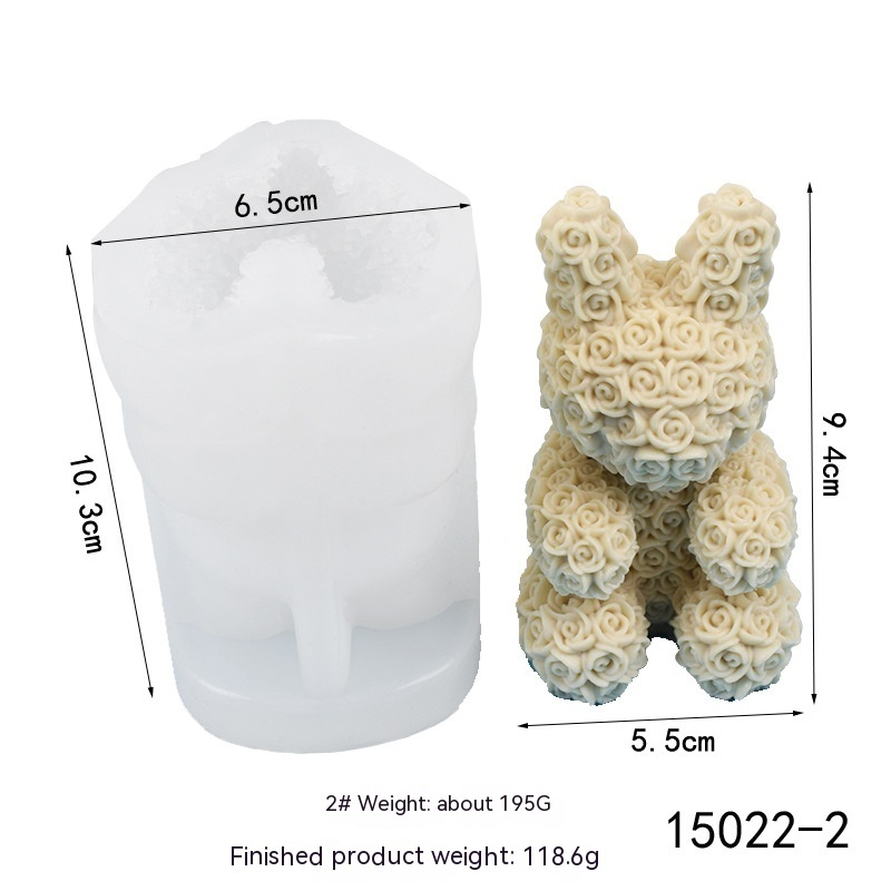 3D Rose Bear Candle Silicone Mold