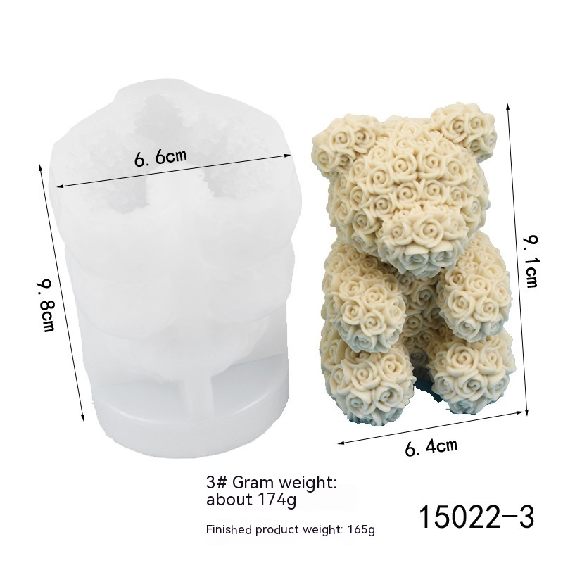 3D Rose Bear Candle Silicone Mold — photo 2