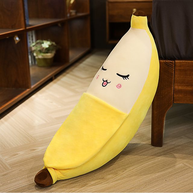 Sleepy Face Peeled Banana Plush Pillow
