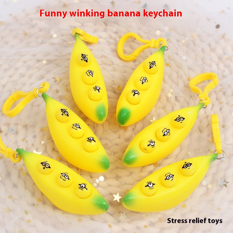 Peel-a-Banana Squeeze Bean Fidget Keychain โ photo 2