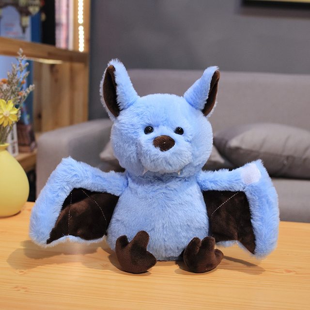 Fuzzy Grey Bat Plush With Spread Wings โ photo 3