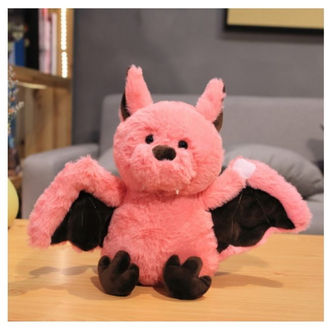 Fuzzy Grey Bat Plush With Spread Wings โ photo 2