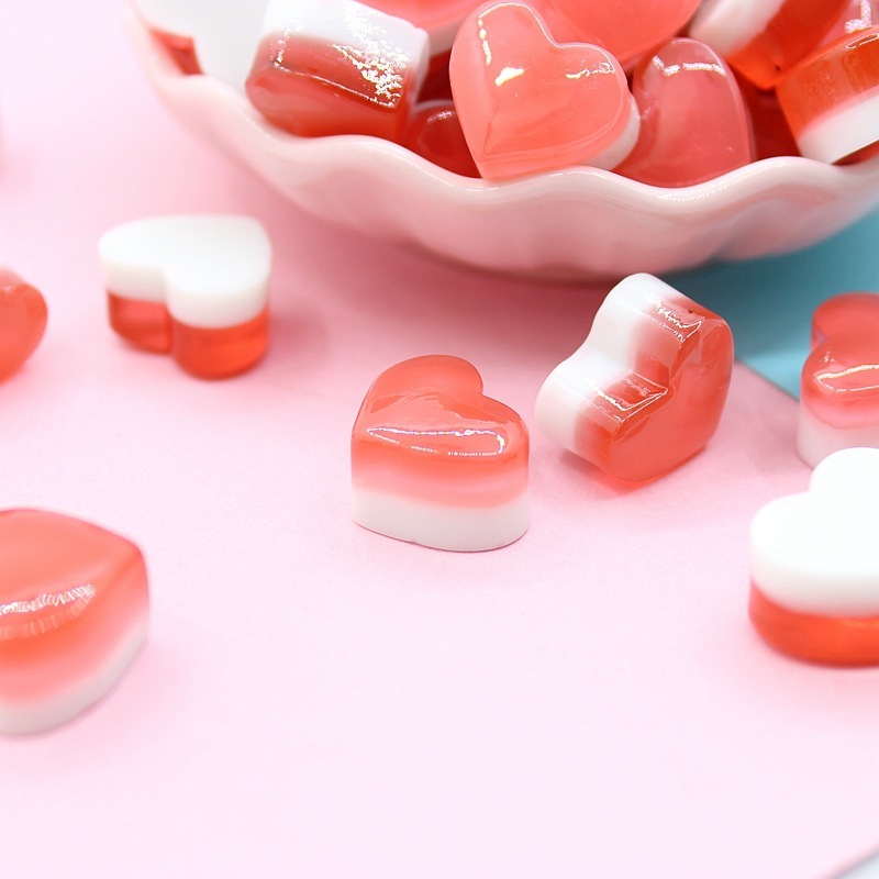 Ombre Heart Candy Resin Cabochons for Crafts