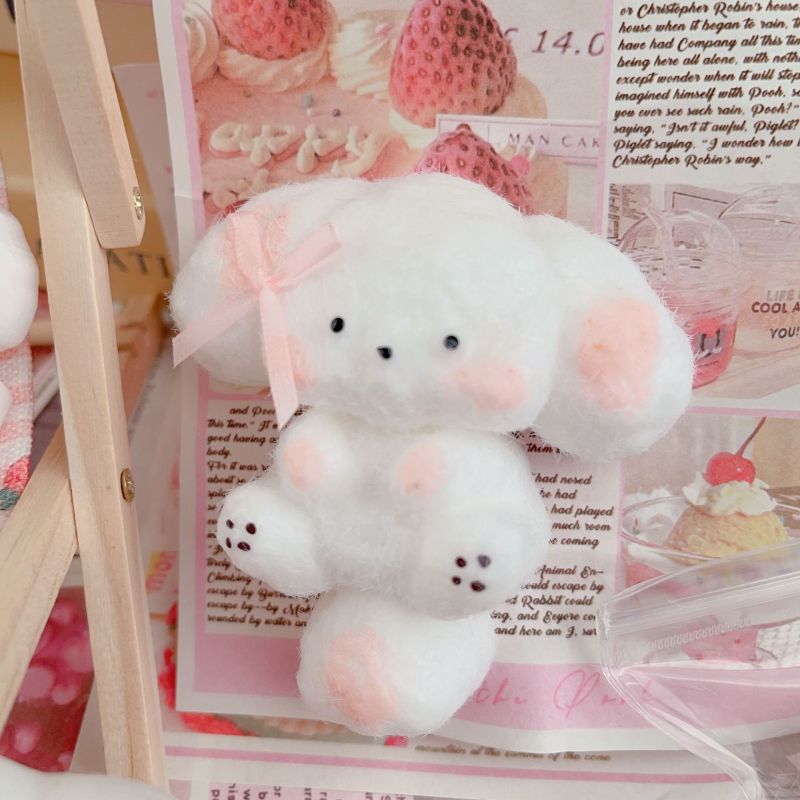 Fuzzy White Bunny Bag Charm Plush
