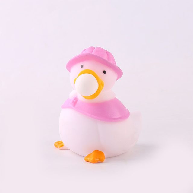 Bubble-Blowing Pink Duckling Squeeze Toy
