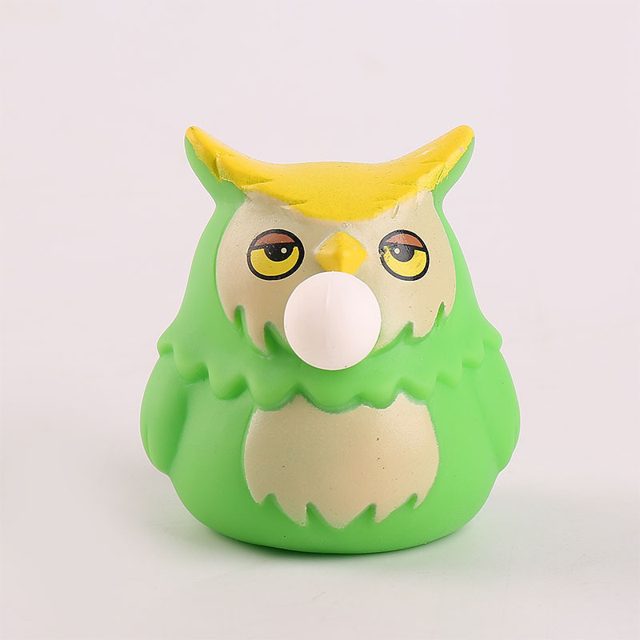 Bubble-Blowing Green Owl Squeeze Toy