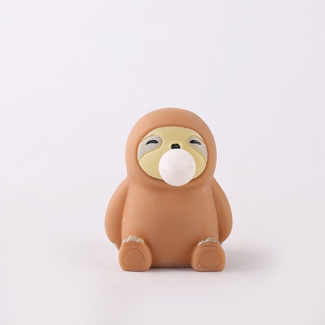 Bubble-Blowing Brown Sloth Squeeze Toy