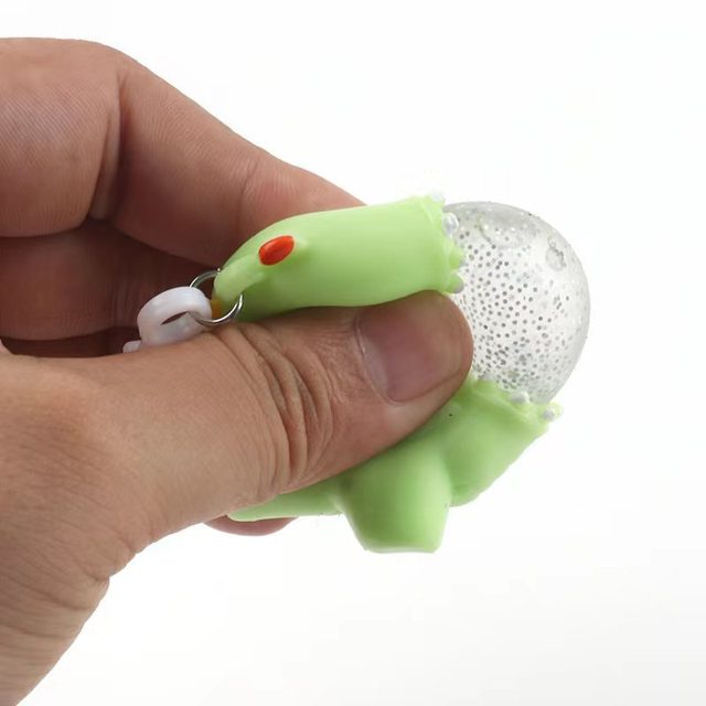 Lime Glitter-Mouth Dino Squishy Keychain