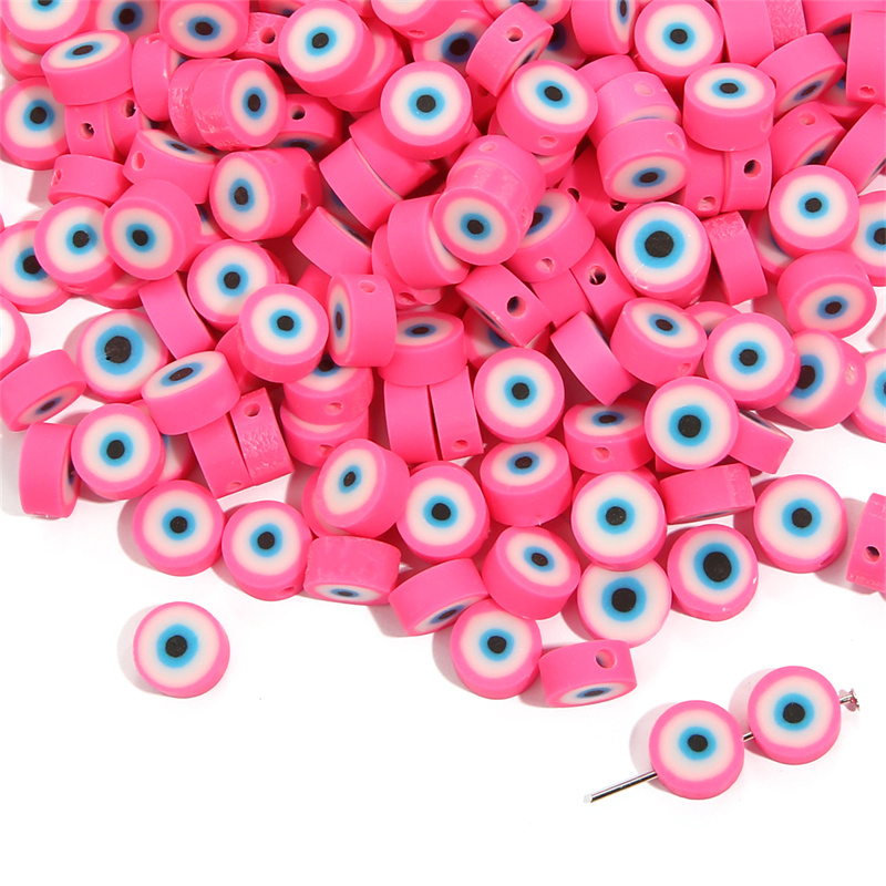 Evil Eye Polymer Clay Beads, White & Blue โ photo 2