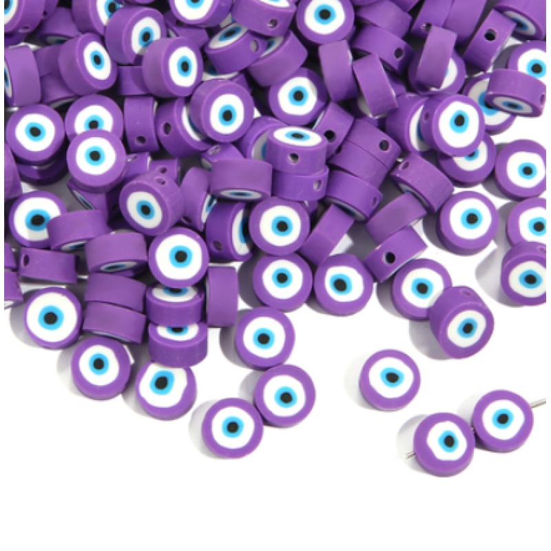 Evil Eye Polymer Clay Beads, White & Blue โ photo 5
