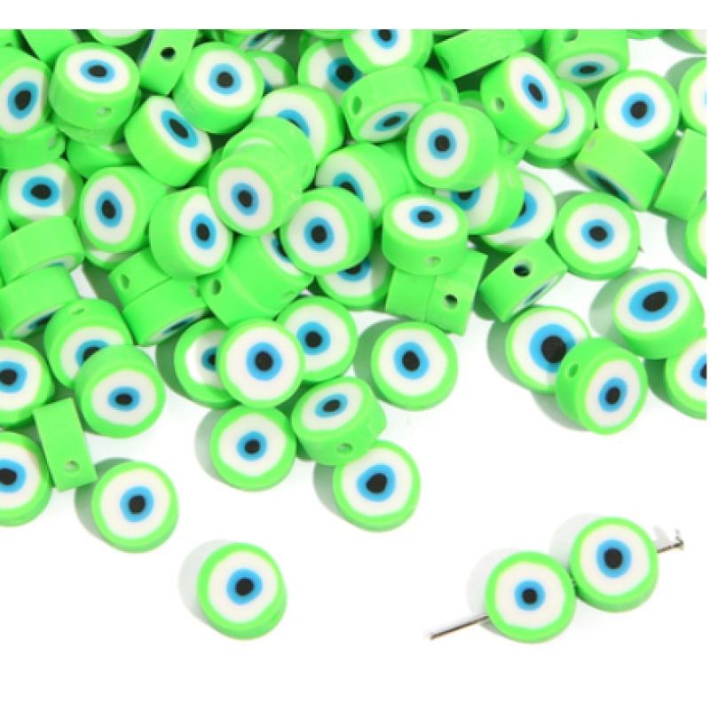 Evil Eye Polymer Clay Beads, White & Blue โ photo 6