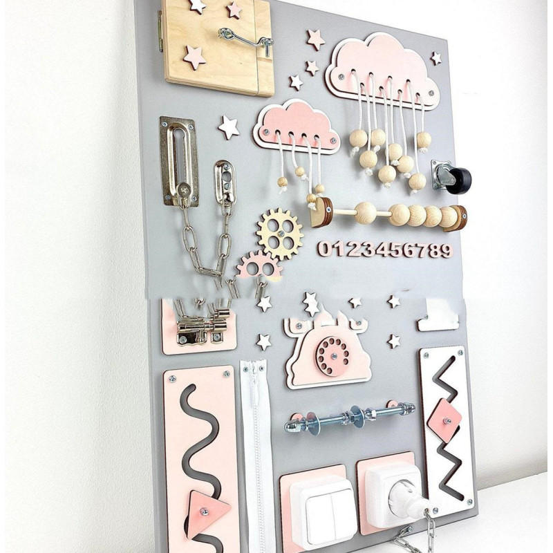 Wooden Montessori Busy Board with Latches