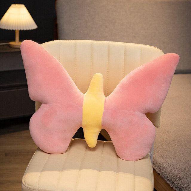 Pink Butterfly Cushion Plush - 45x55cm