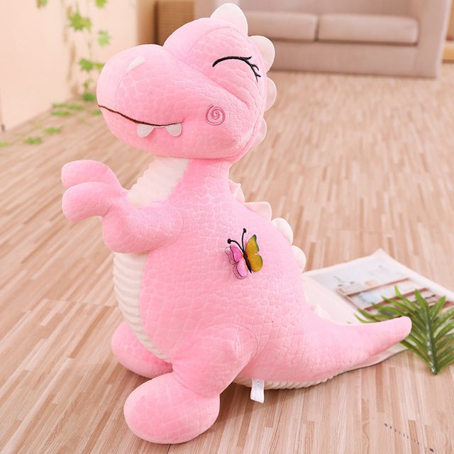 Smiling Green Dinosaur Plush with Butterfly, 30cm โ photo 3