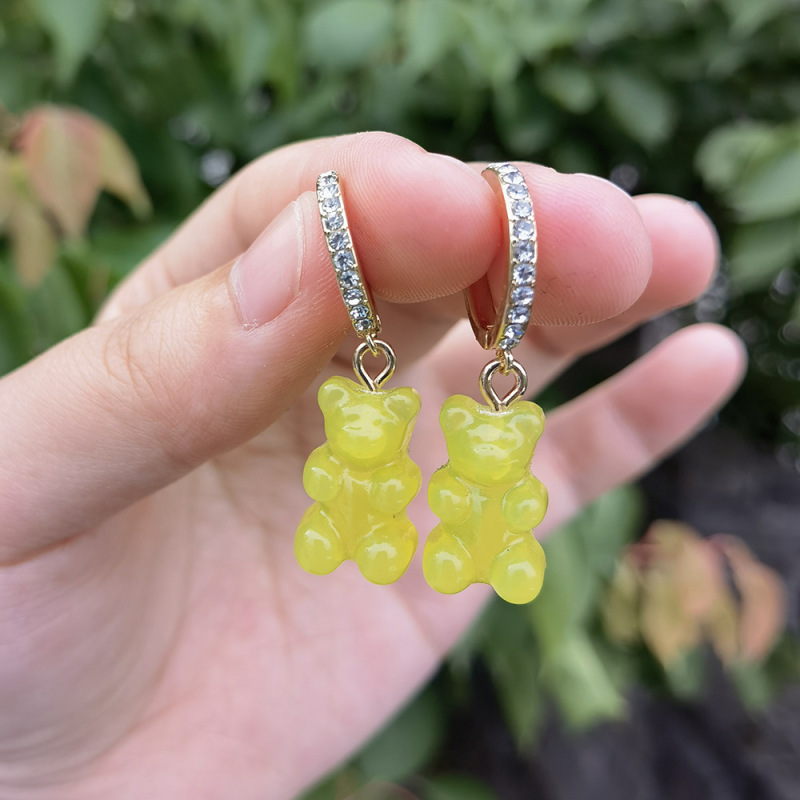 Gummy Bear Resin Charm Huggie Earrings