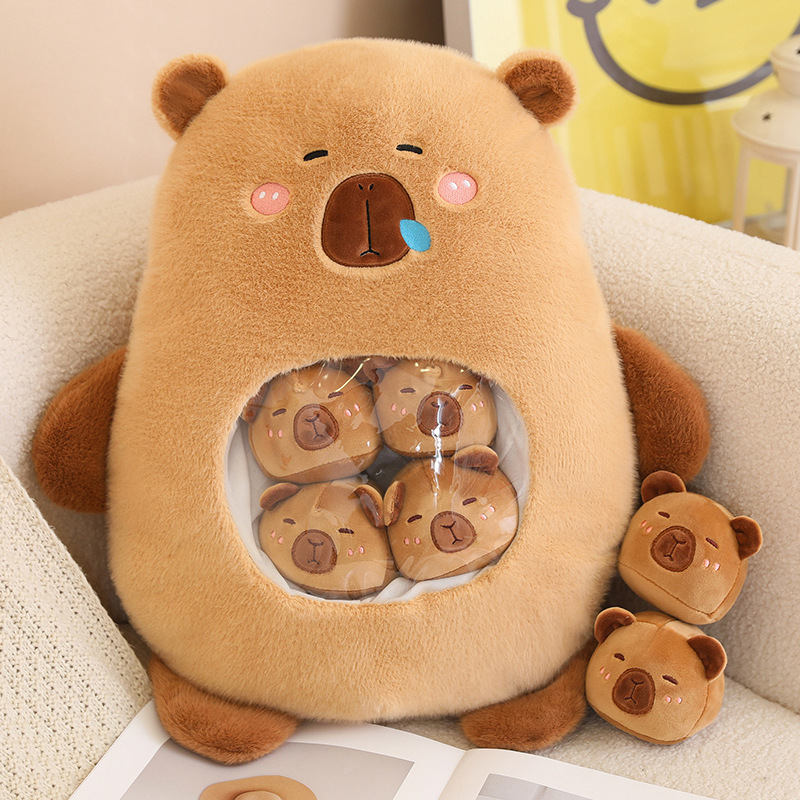 Capybara Mama with Baby Capybaras Plush Set