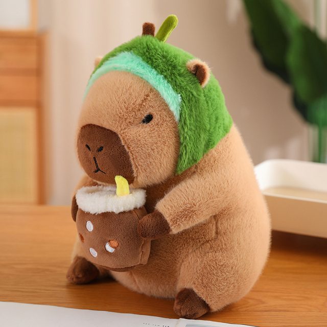 Capybara in Avocado Hood With Boba Plush โ photo 2