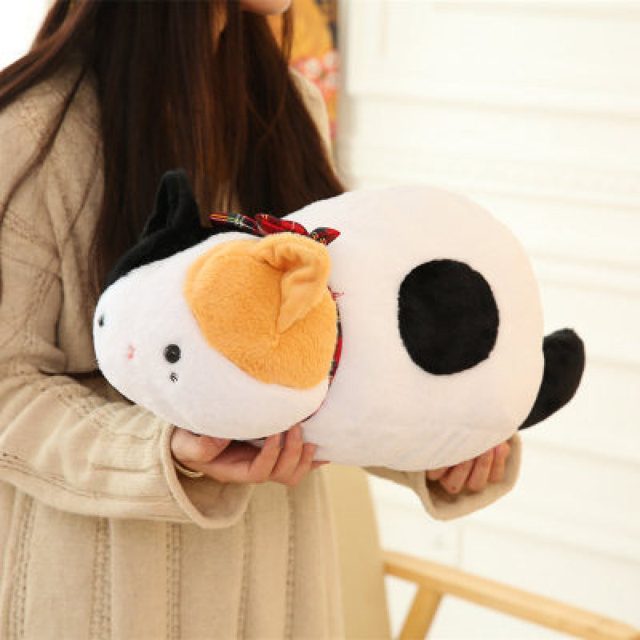 Calico Loaf Cat Plushie with Bow