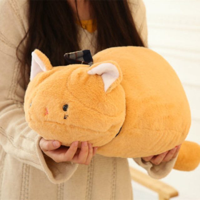 Ginger Loaf Cat Plushie with Bow