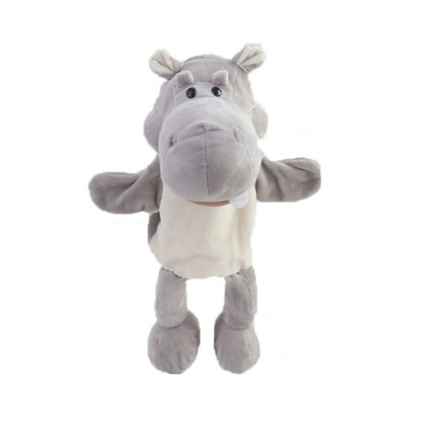 Grey Hippo Hand Puppet Plush