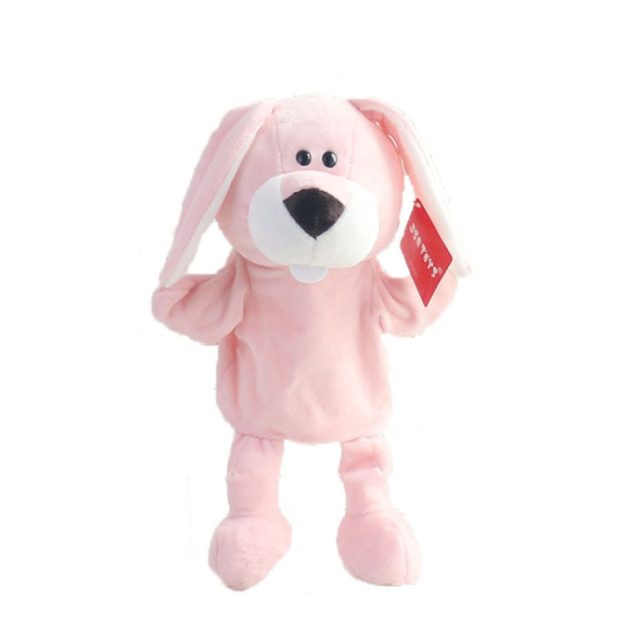 Floppy-Ear Pink Puppy Hand Puppet Plush