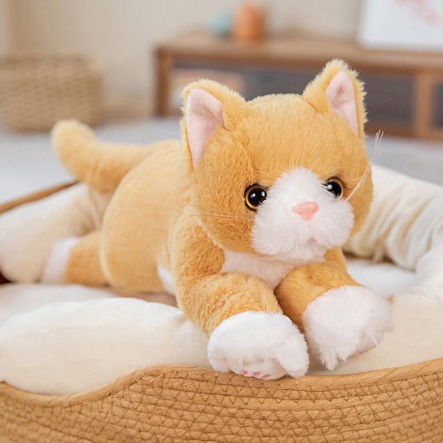 Ginger Tabby Kitten Lifelike Lying Plush