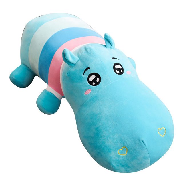 Blue Hippo Cuddle Bolster Plush