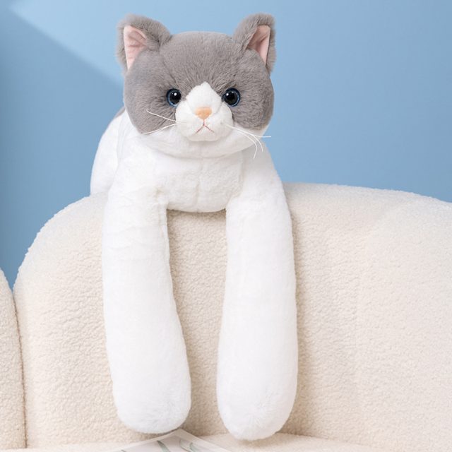 Long-Legs Grey Tabby Cat Plush