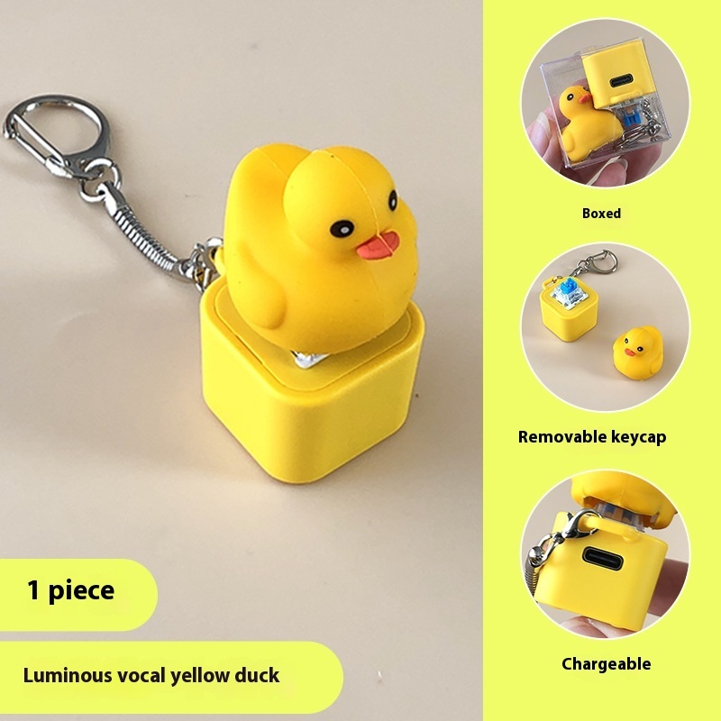 Light-Up Yellow Duck Keyboard Clicker Keychain