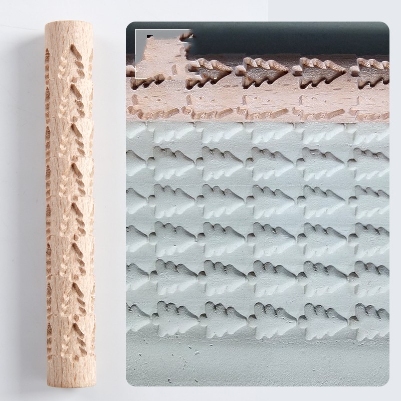 Snowflake Textured Wooden Embossing Rolling Pin โ photo 2