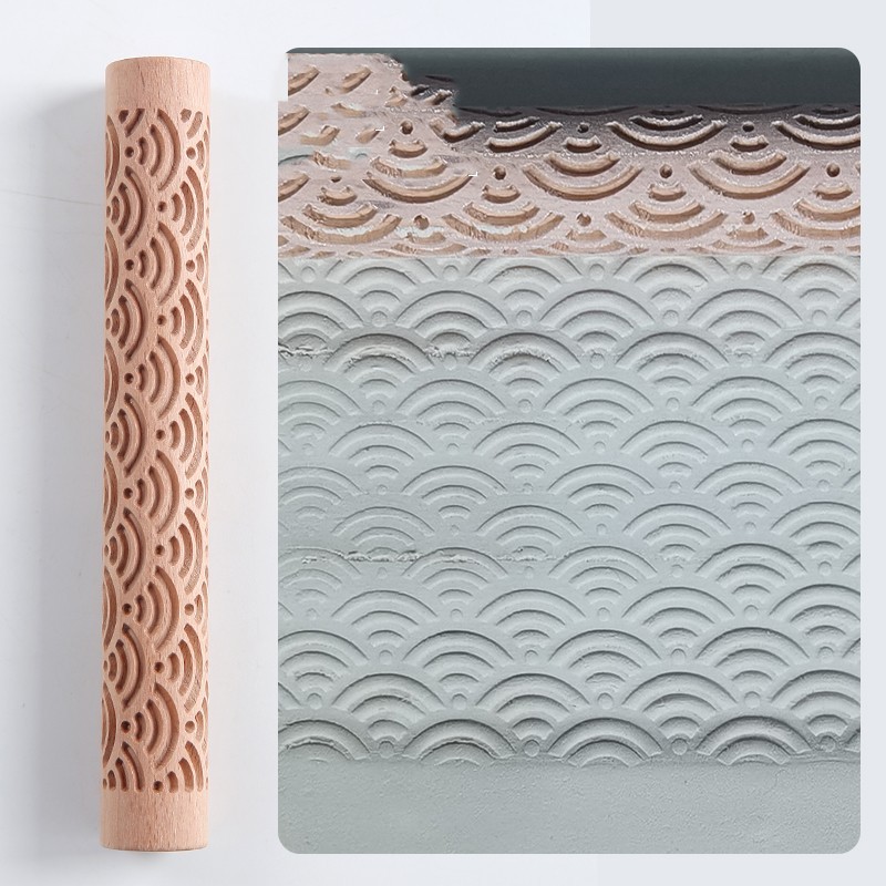 Snowflake Textured Wooden Embossing Rolling Pin โ photo 4