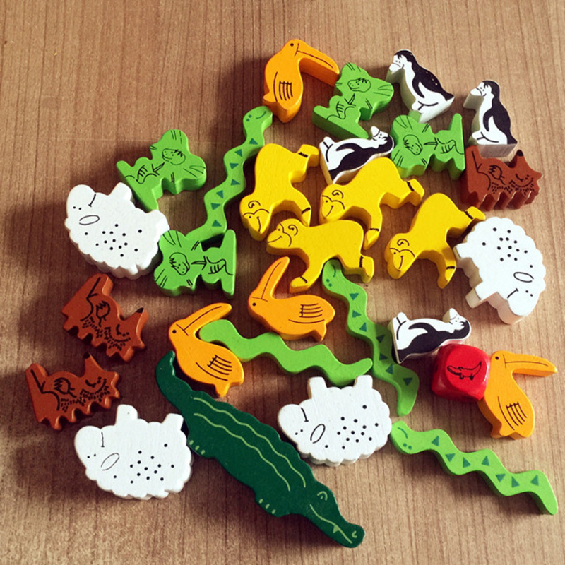 Wooden Animal Balance Stacking Game