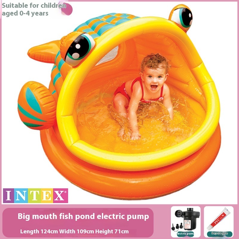 Big-Mouth Fish Shaded Baby Paddling Pool