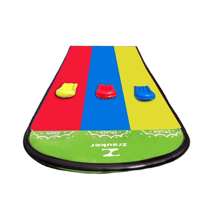 Backyard Double-Lane Water Slip Slide with Boards