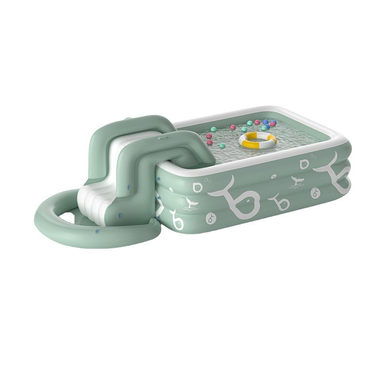 Kids Inflatable Pool With Slide And Swim Ring