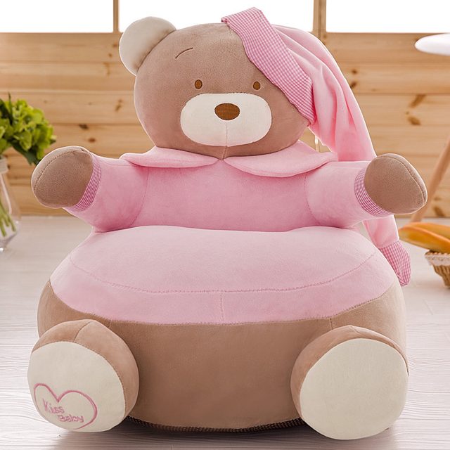 Sleepy Teddy Bear Kids' Chair (Light Pink)