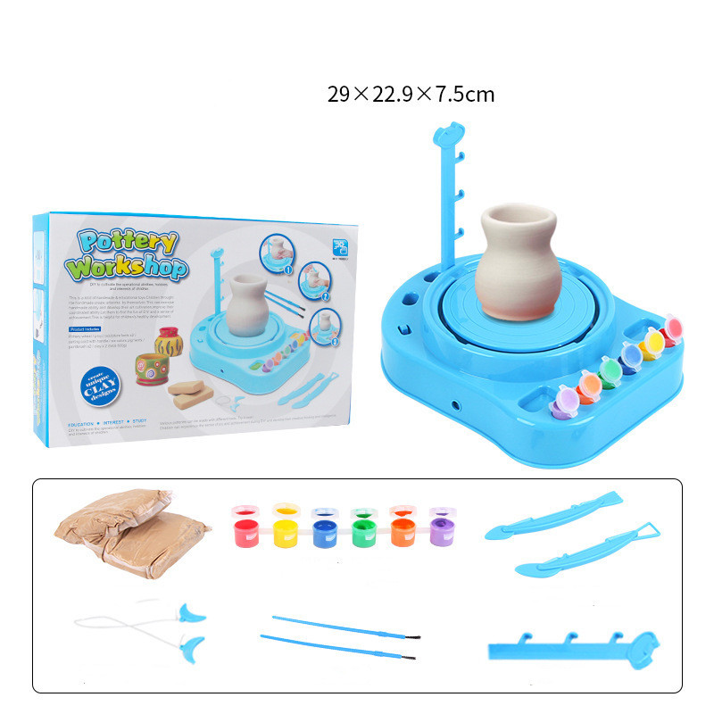Kids Pottery Wheel Workshop Kit with Clay & Paints