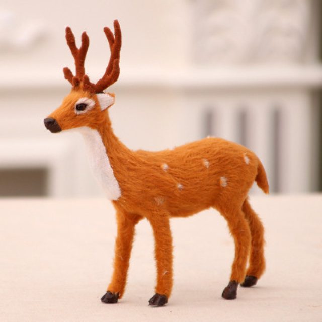 Furry Standing Sika Deer Figure, 25cm