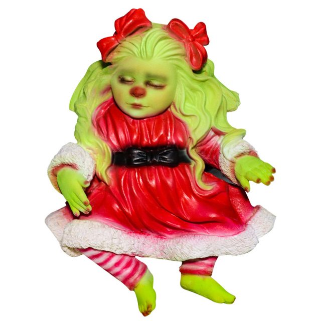 Creepy-Cute Green Christmas Baby Figure