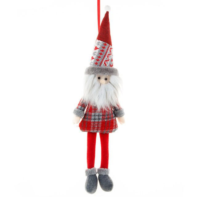 Dangly-Legs Santa Gnome Plush Ornament