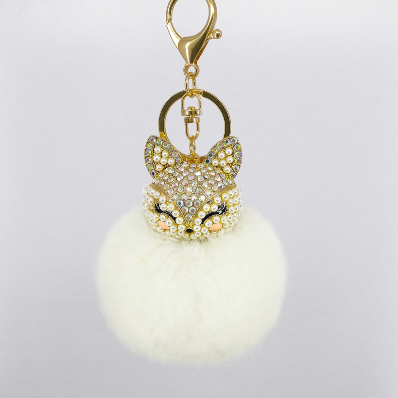 Fluffy Cat Rhinestone Pom Keychain โ photo 4