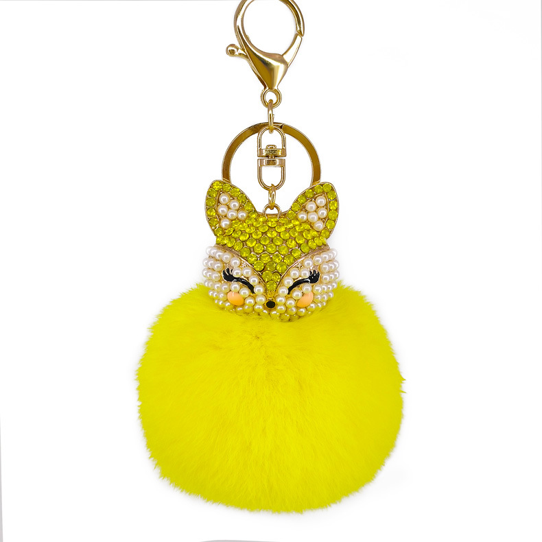 Fluffy Cat Rhinestone Pom Keychain โ photo 3