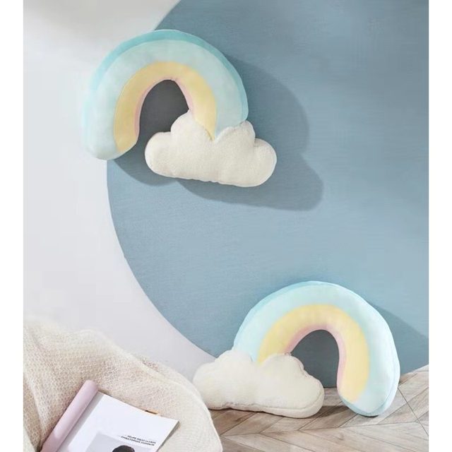 Pastel Rainbow & Cloud Cushion Plush