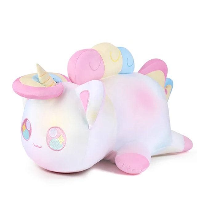 Rainbow Unicorn Loaf Cat Plush 25cm